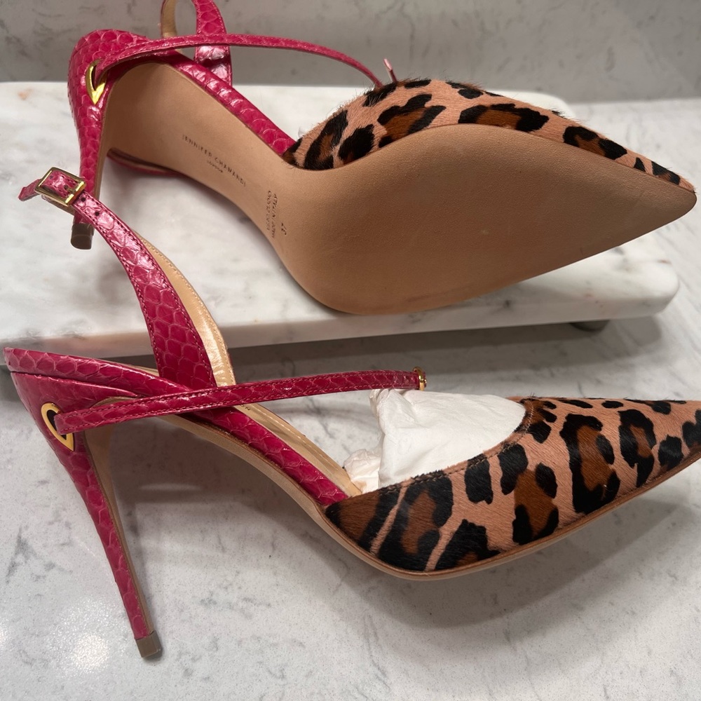 Jennifer Chamandi designer shoes. Size 37. Real calf fur and leather. New in box